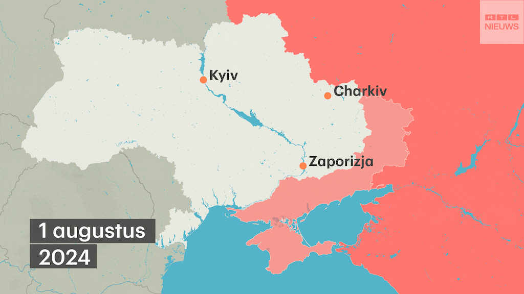 Verschuiving van het front tussen 1 augustus en vandaag.