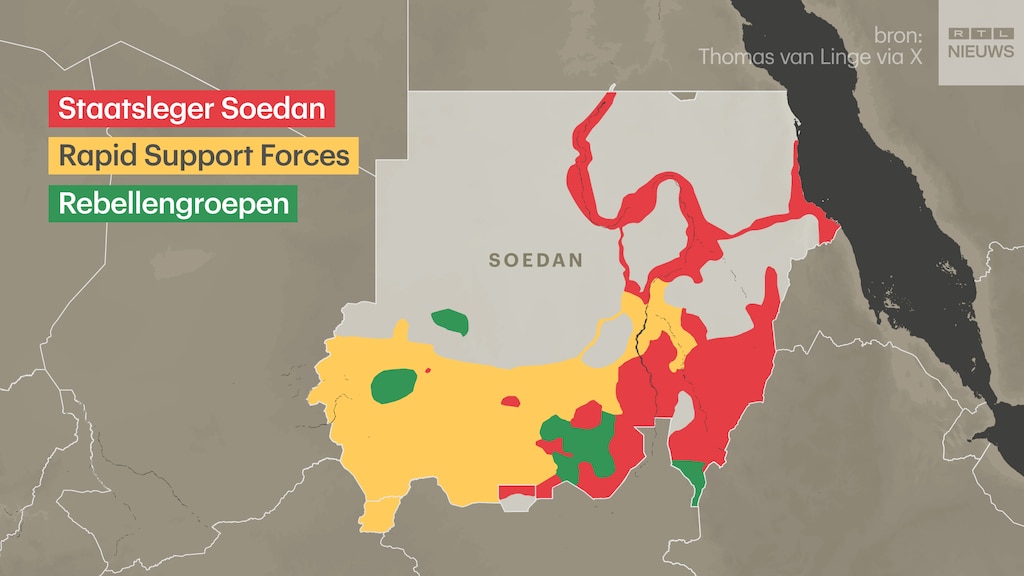Op deze kaart is te zien wie waar de macht heeft.