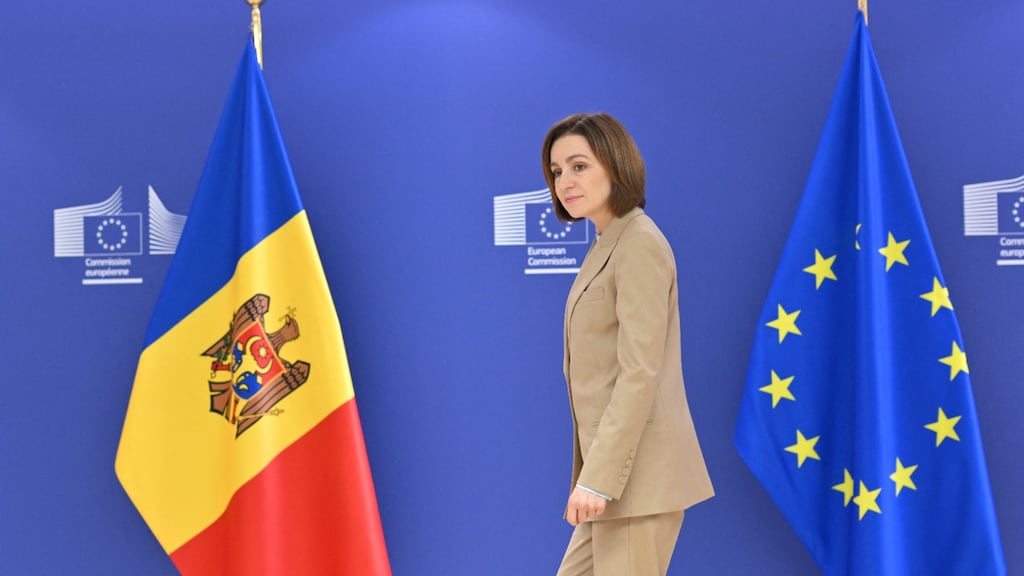 De Moldavische president Maja Sandu vorige week in Brussel.
