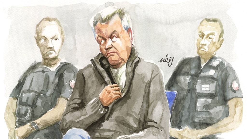 Rechtbanktekening van Dominique Pelicot.