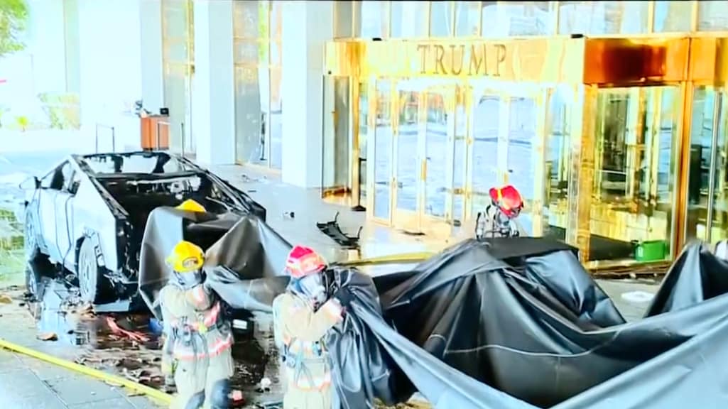 Michel 'wakkergeknald' door explosie Tesla cybertruck voor Trump Hotel