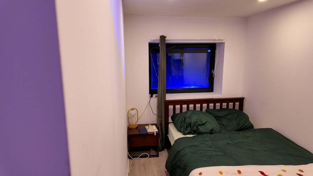 Het bed in de testwoning.