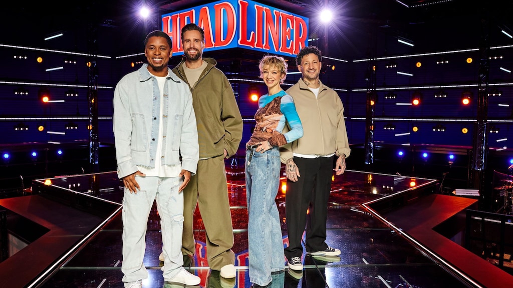 Typhoon samen met de andere coaches: Nick Schilder, Jacqueline Govaert en Kraantje Pappie.