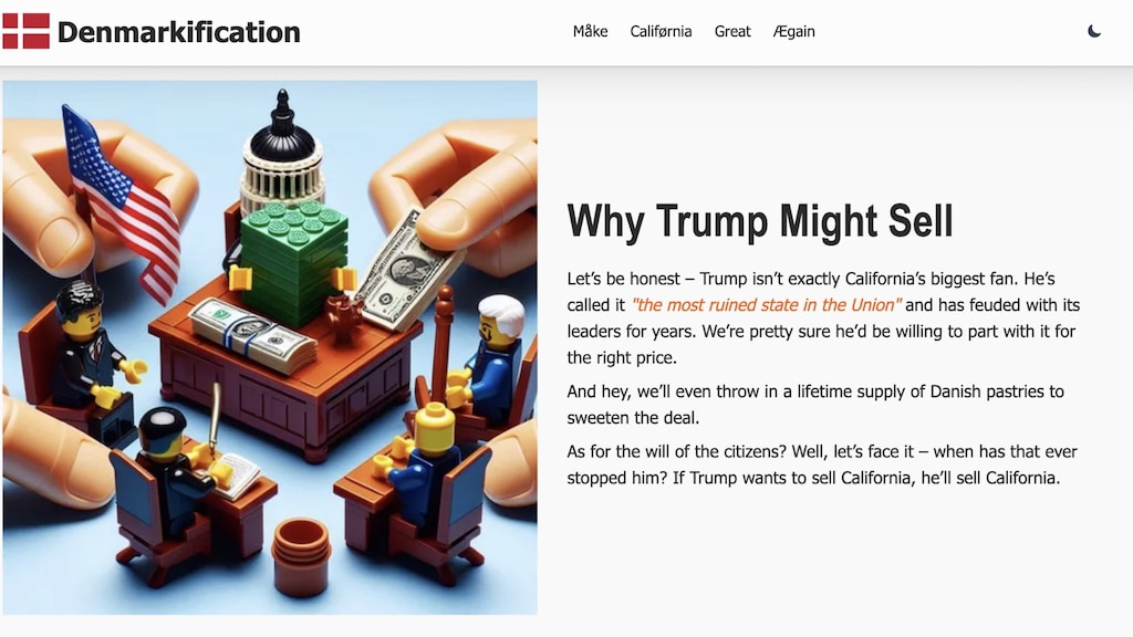 De Denen denken dat Trump Californië wel zou willen verkopen.