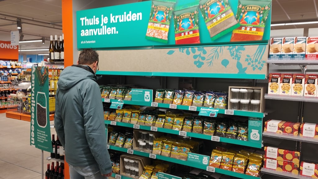 In vijf Albert Heijns kun je kruiden in zakjes in plaats van in glazen potjes kopen.