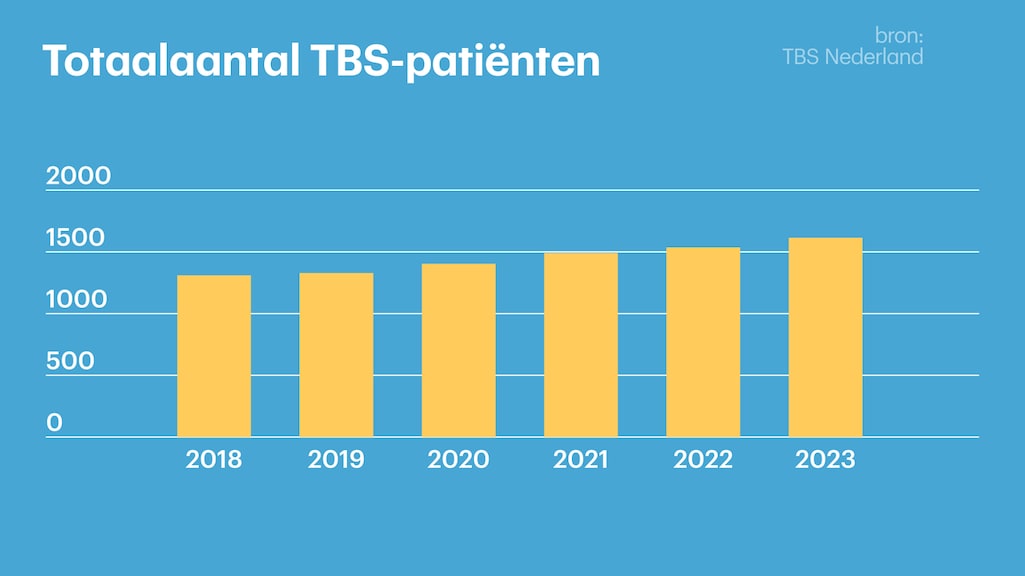 Het aantal tbs-patiënten loopt jaarlijks op, maar alle plekjes zijn al gevuld.