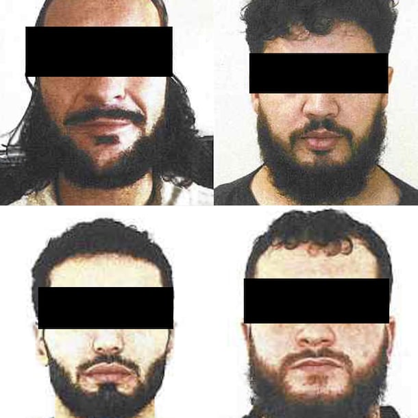 De verdachten in de strafzaak: Adil A. en Moshtag B. (boven), Iliyas B. en Mourad B. (onder).