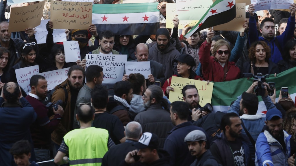 Tegen het geweld werd er in Damascus geprotesteerd.