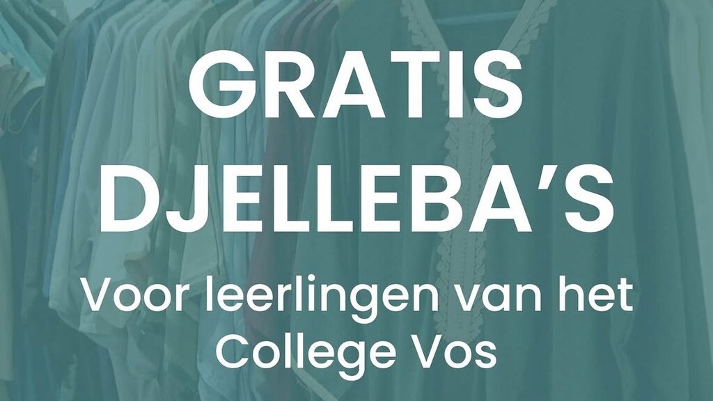 Leerlingen van het College Vos mogen een gratis djelebba ophalen bij de Hadiethshop