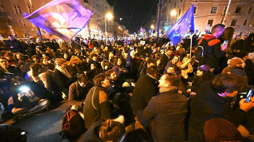 Een protest in Boedapest om de wet.