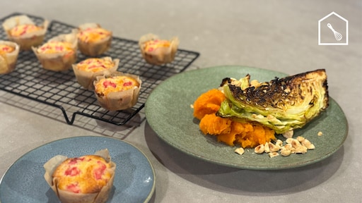 Spitskool met beurre blanc én rabarbermuffins met witte chocolade