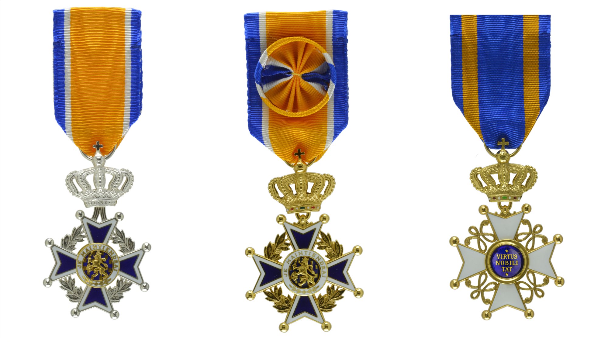 (1) Lid/Ridder en - (2) Officier in de Orde van Oranje-Nassau; (3) Ridder in de Orde van de Nederlandse Leeuw.