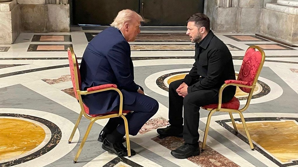 Iconische foto Trump en Zelensky gaat de wereld over: 'Je ziet twee gelijken'