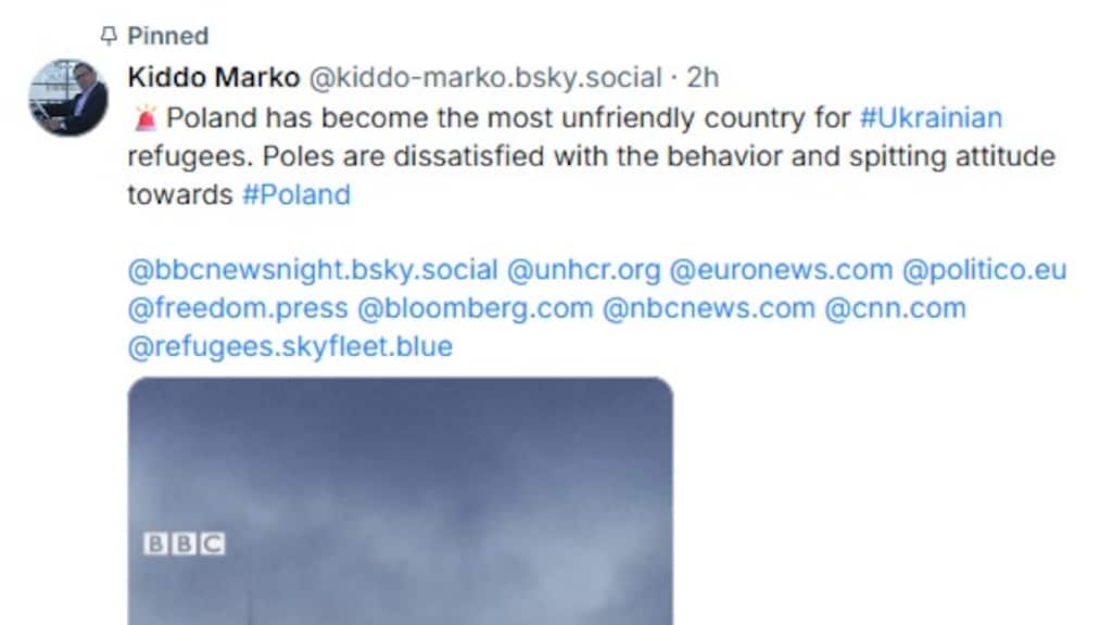 Social media post gericht tegen Oekraïne