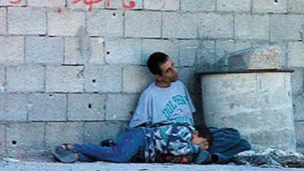 Jamal al-Durrah en zijn 12-jarige zoon Muhammad tijdens de beschietingen