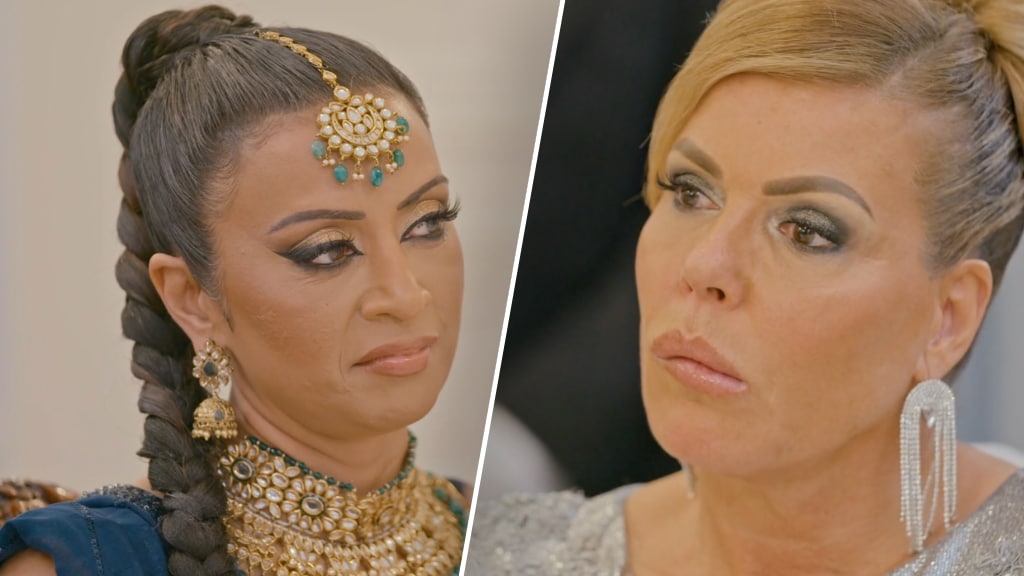 Brigitte ontploft om champagne-rel in Real Housewives: 'Je bent een slang'