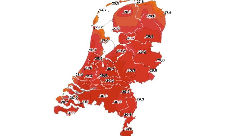 Van 20 tot 39 graden: zo warm wordt het per provincie