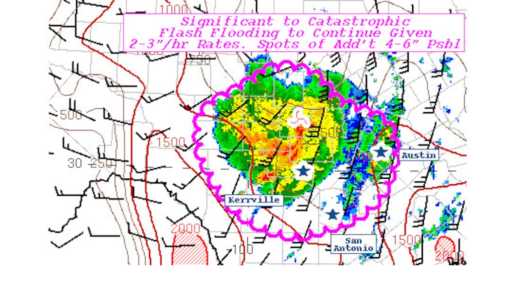 Een van de waarschuwingen voor de 'catastrofale' overstromingen.