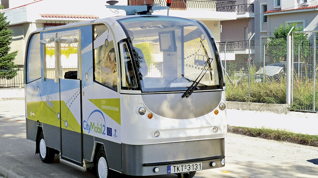 De zelfrijdende bus in Griekenland