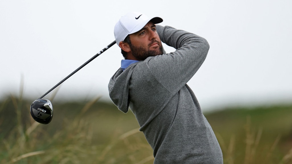 Scheffler tijdens een training voor het British Open