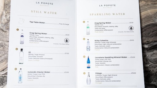 Britse Michelin-chef presenteert luxe 'watermenu': flesje voor 22 euro