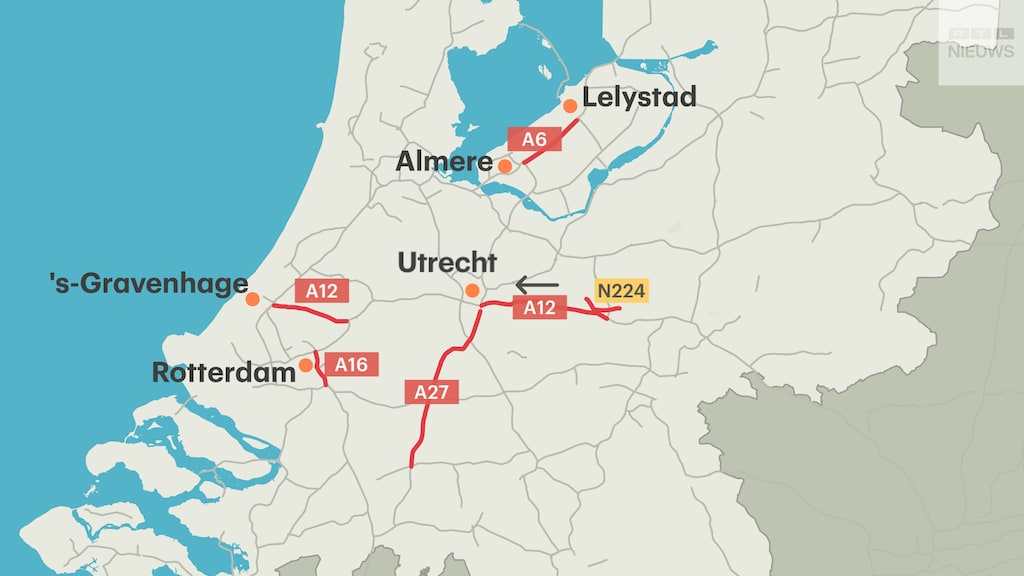 Op deze plekken wordt aan de weg gewerkt.