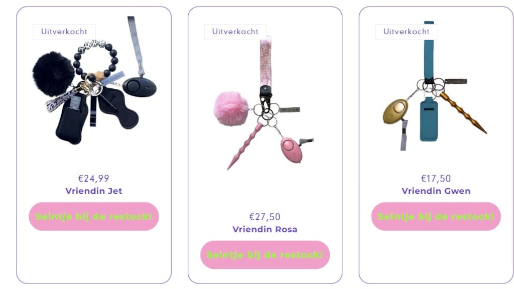 Een screenshot van de webshop van Thalissa.
