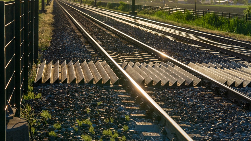 Een anti-loopmat over het spoor bij Gilze en Rijen.