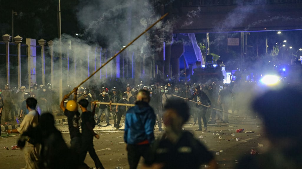 Een demonstratie in Jakarta.