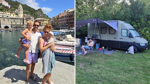 Daan en Lisa bouwden een brandweerbus om tot camper: 'Het is een attractie op de camping'