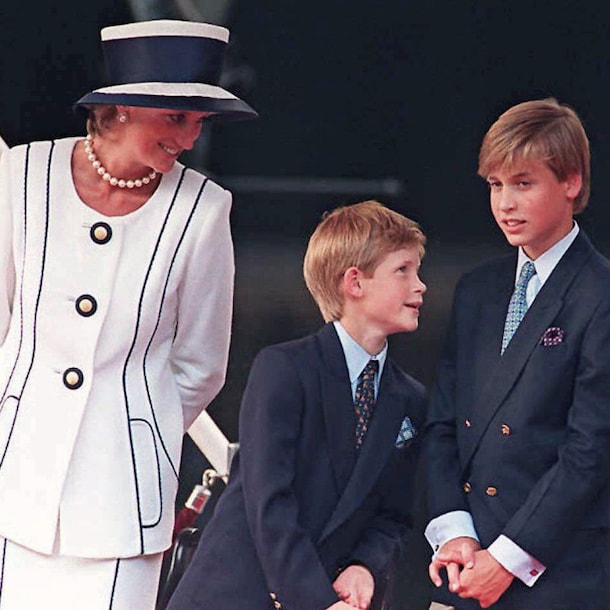 Diana, prins Harry en Prins William in 1997 / ANP