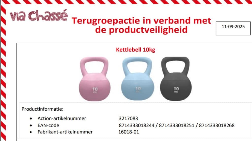 Terugroepactie bij Action: kettlebell licht radioactief