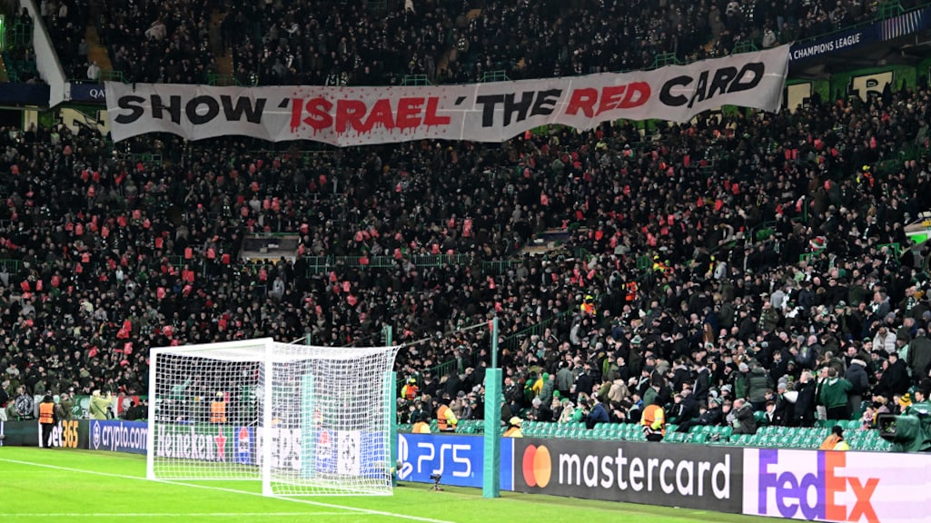 Les supporters du Celtic manifestent contre Israël, février 2025.