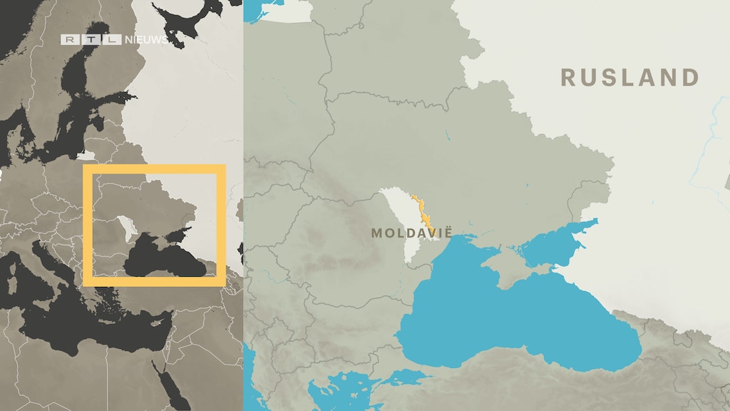Moldavië ligt hier aan de oostgrens van Europa, vlak bij Rusland.