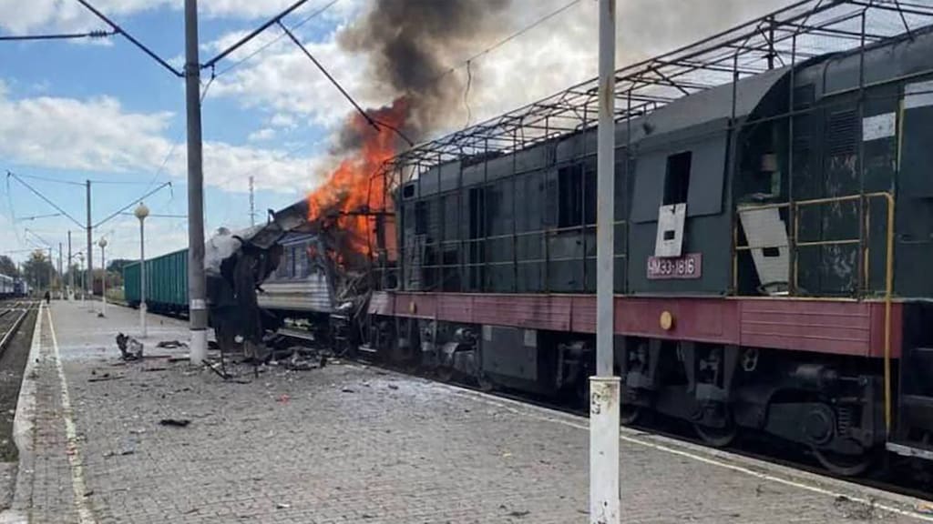 De trein die gisteren werd aangevallen door Rusland