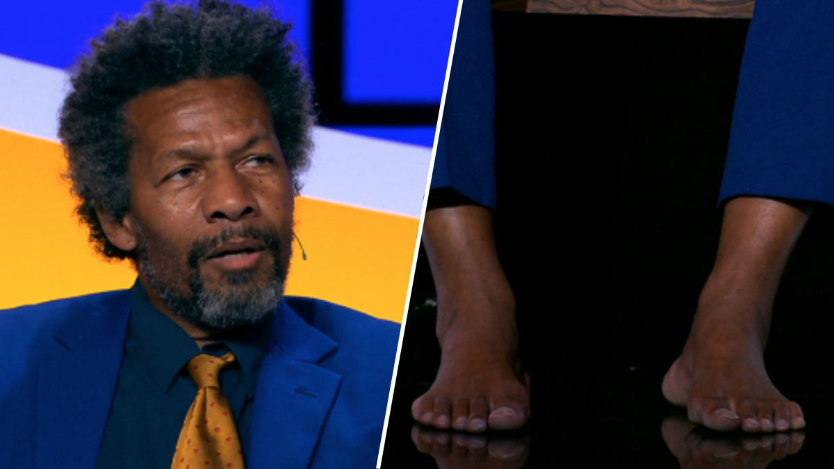 Oogappels-acteur Mike Libanon met blote voeten in De Slimste Mens