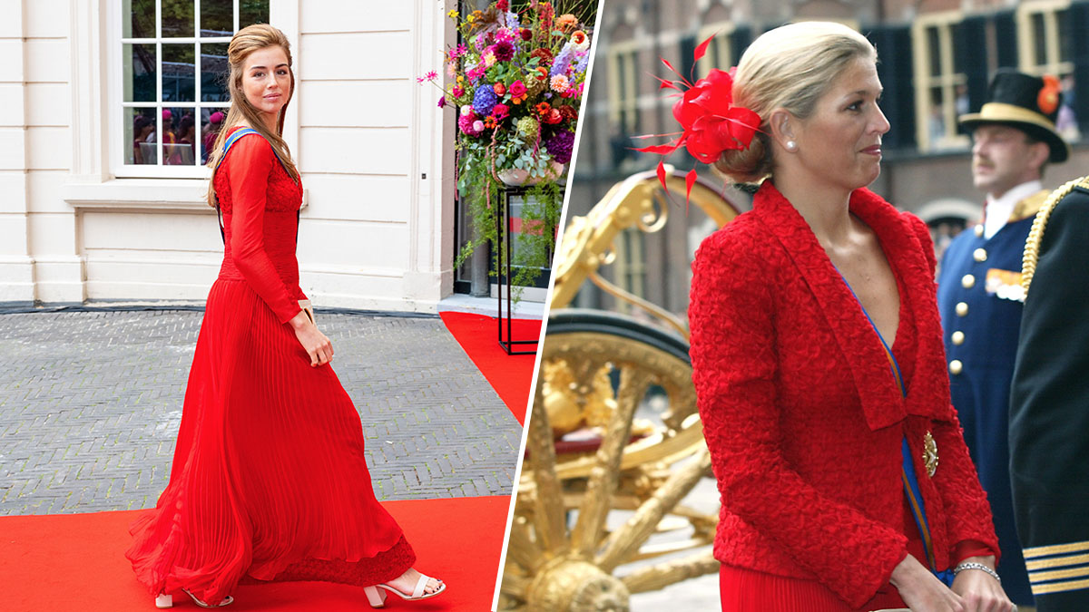 Prinses Alexia tijdens Prinsjesdag 2024 / Koningin Máxima tijdens haar eerste Prinsjesdag in 2002