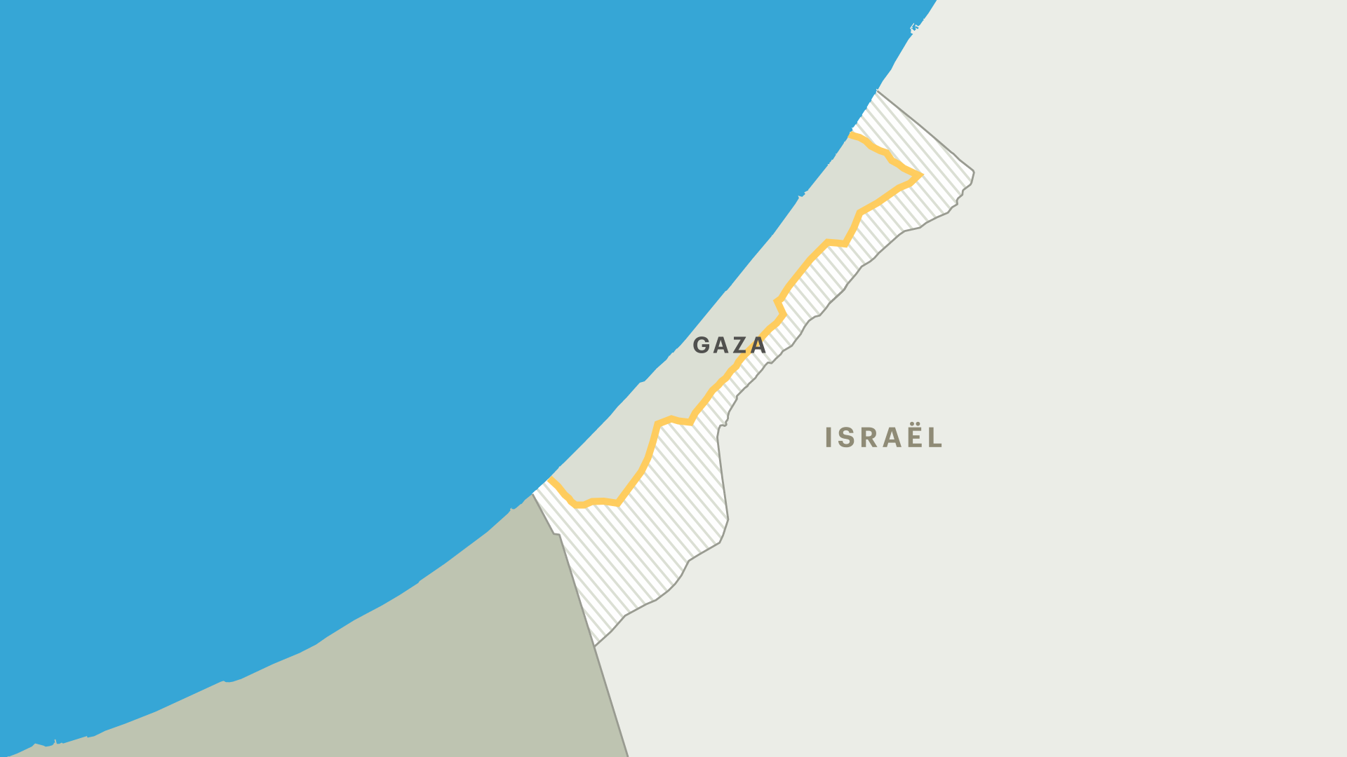 De gele lijn binnen de Gazastrook