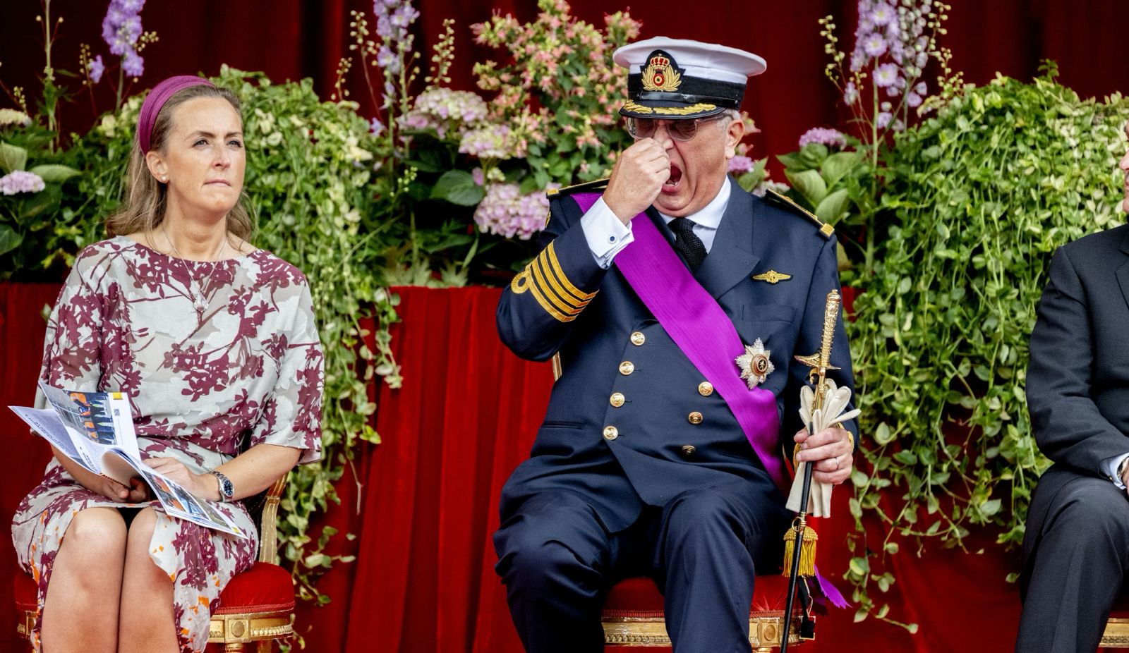 Prinses Claire en prins Laurent tijdens de parade van de Belgische nationale feestdag in Brussel 2022