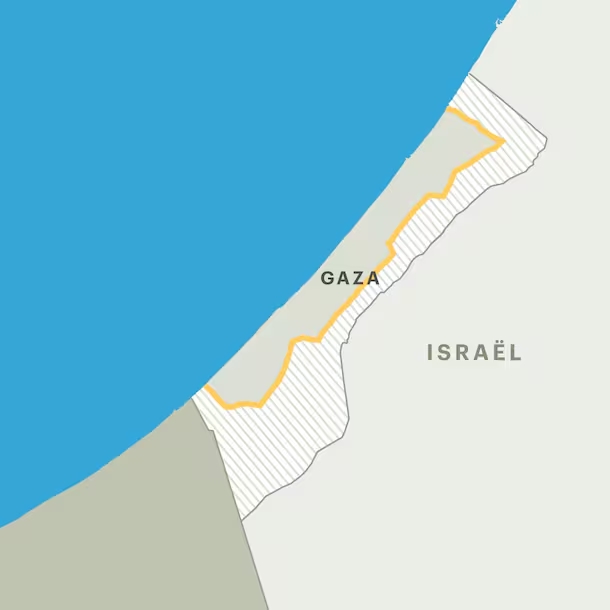De gele lijn binnen de Gazastrook