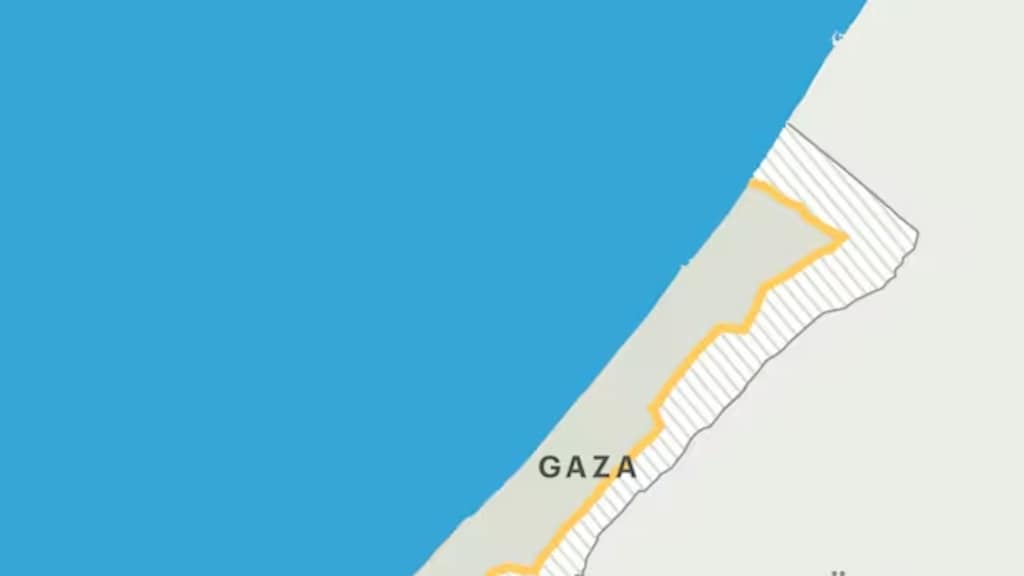 De gele lijn binnen de Gazastrook