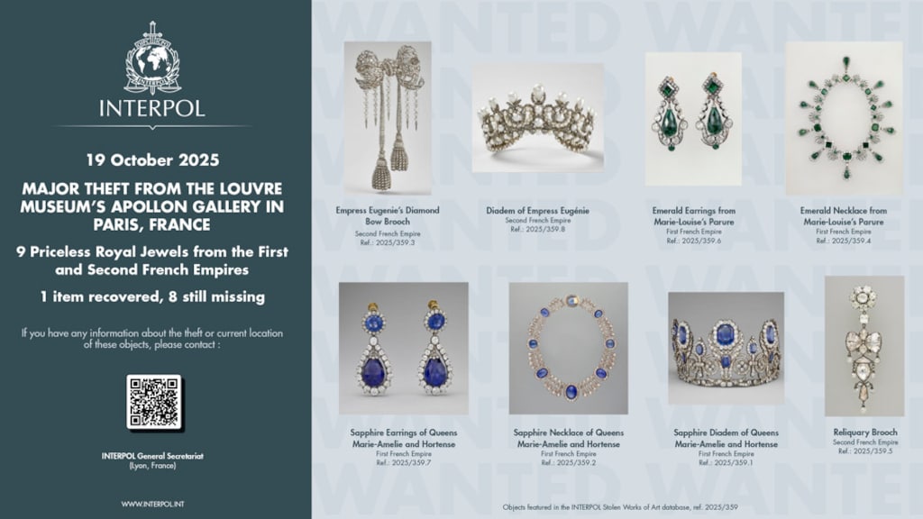 Deze juwelen werden gestolen uit het Louvre.