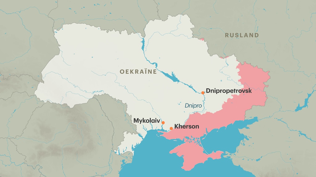 De frontlinie waar de Russische droneaanvallen plaatsvinden.