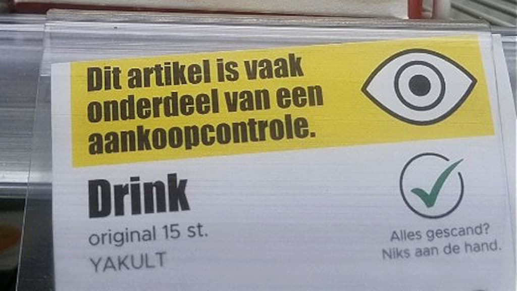 Aviso de Dirk em um supermercado.