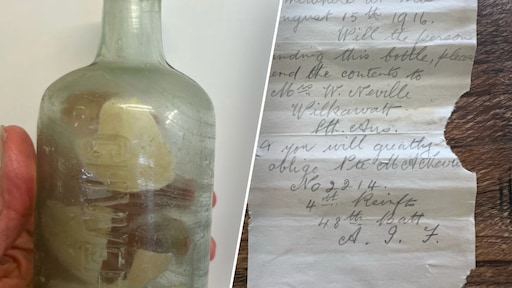 100 jaar oude flessenpost uit Eerste Wereldoorlog gevonden: 'Hebben het naar onze zin'