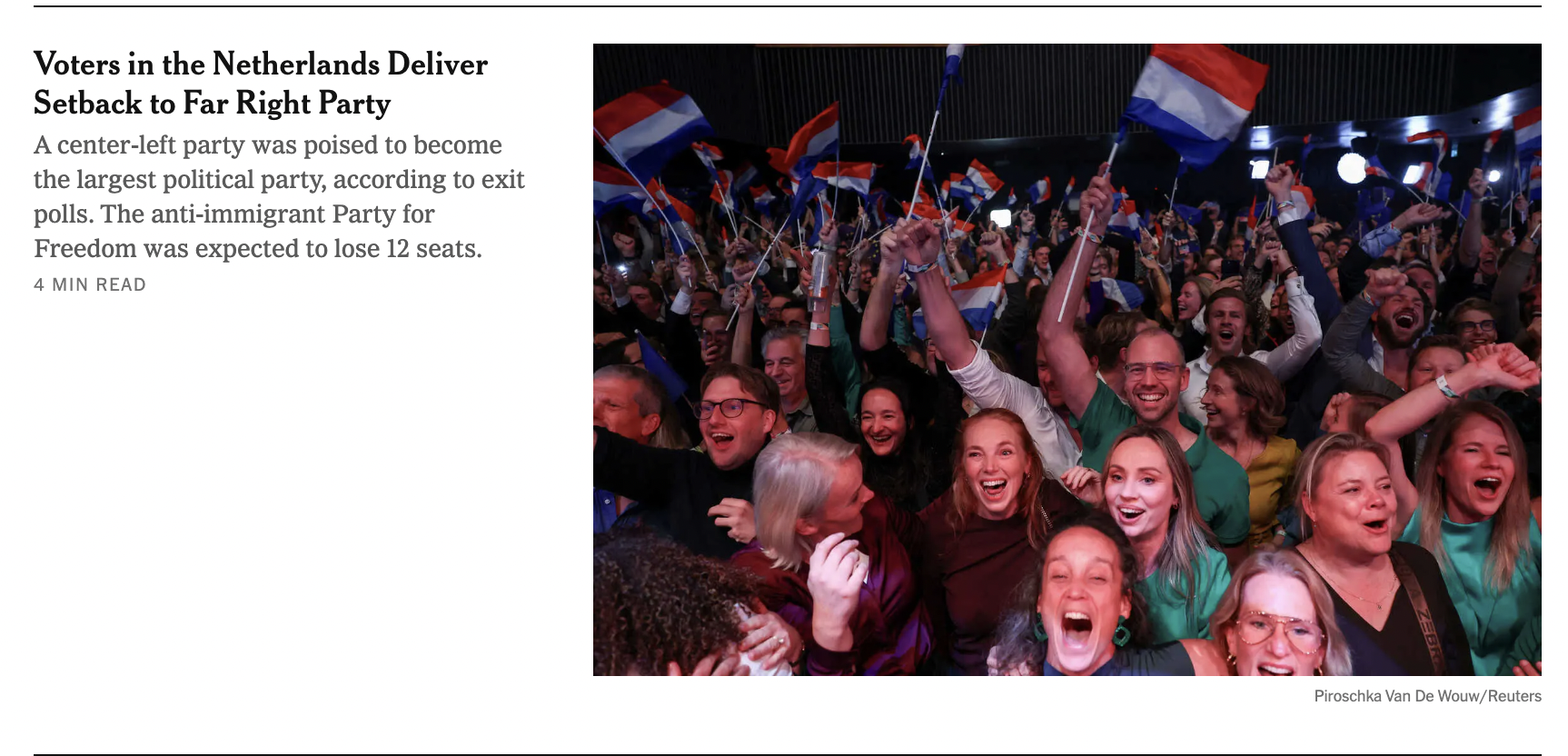 The New York Times bericht over de verkiezingsuitslag.