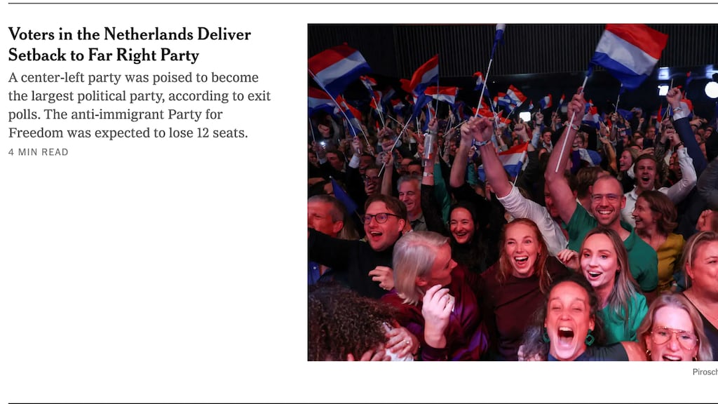 The New York Times bericht over de verkiezingsuitslag.
