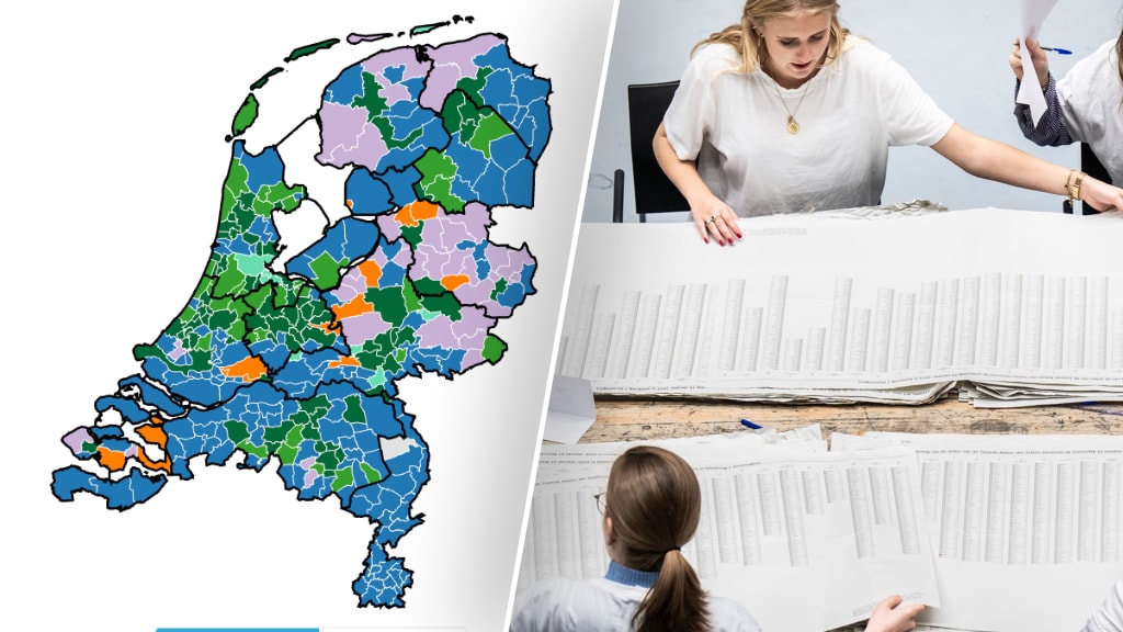 Van alle gemeentes kun je nu zien hoe er gestemd is, op één na