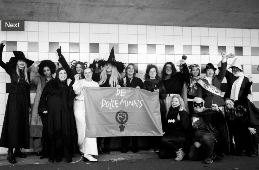 Dolle Mina's toveren tijdens Halloween 'enge' tunnel om tot veilige plek