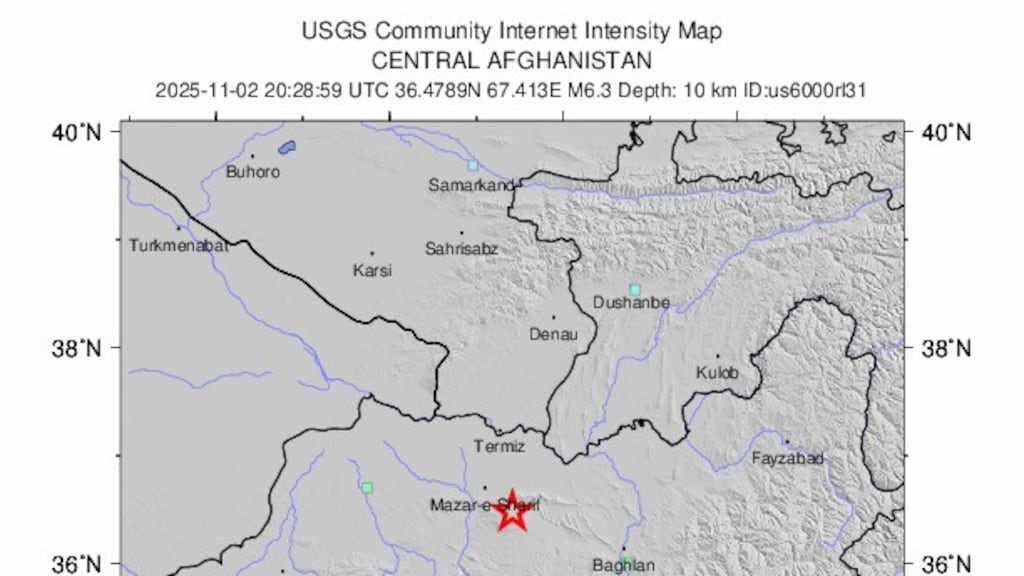 De plaats van de aardbeving.